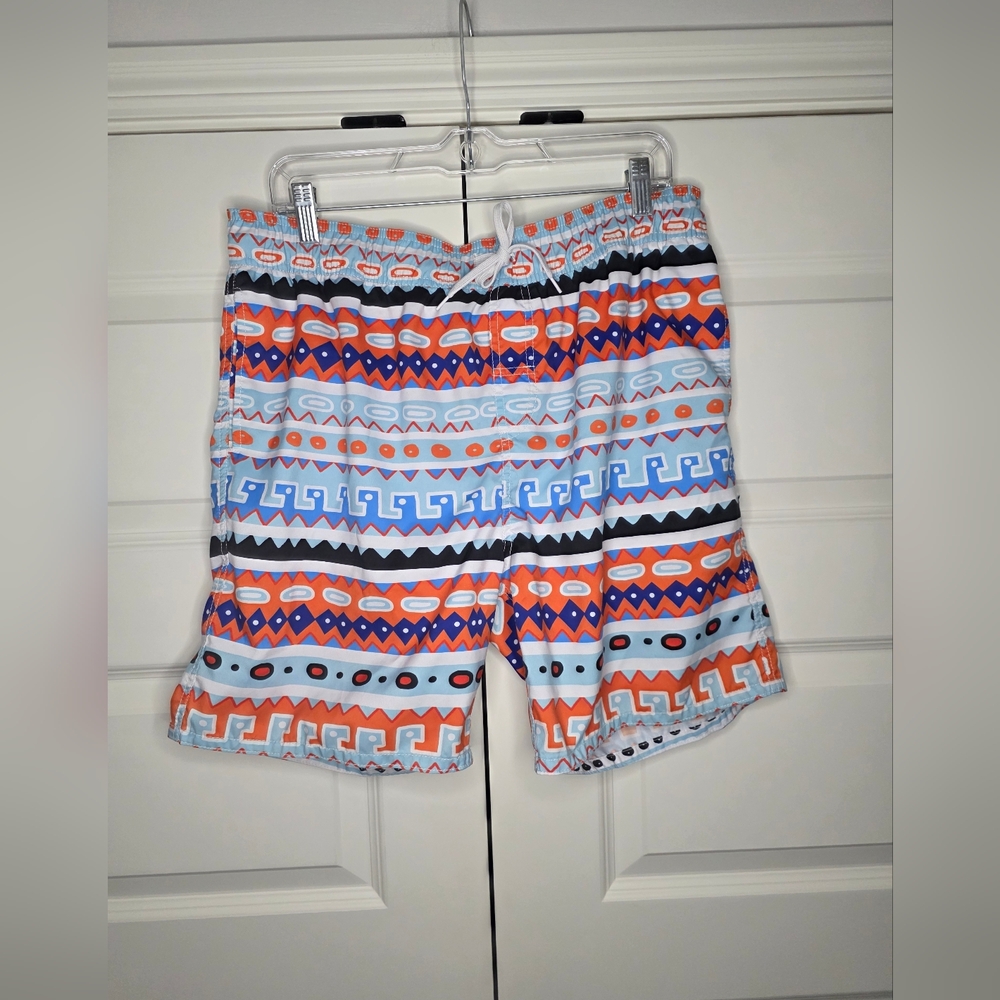 Wes and Willy Mens Large Swim Trunks Orange and Blue